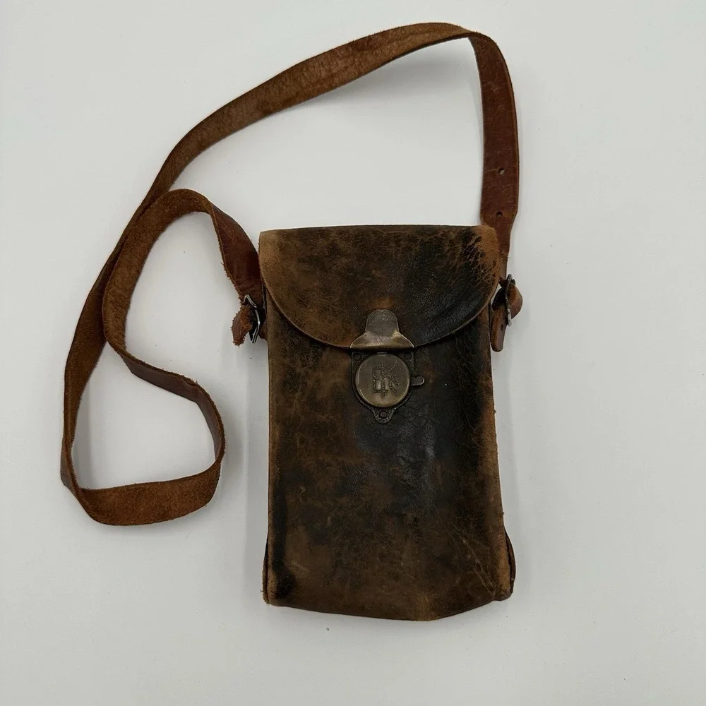 Kodak 3A Autographic Folding Pocket Camera Case - Leather Bag w/ Strap - Repair